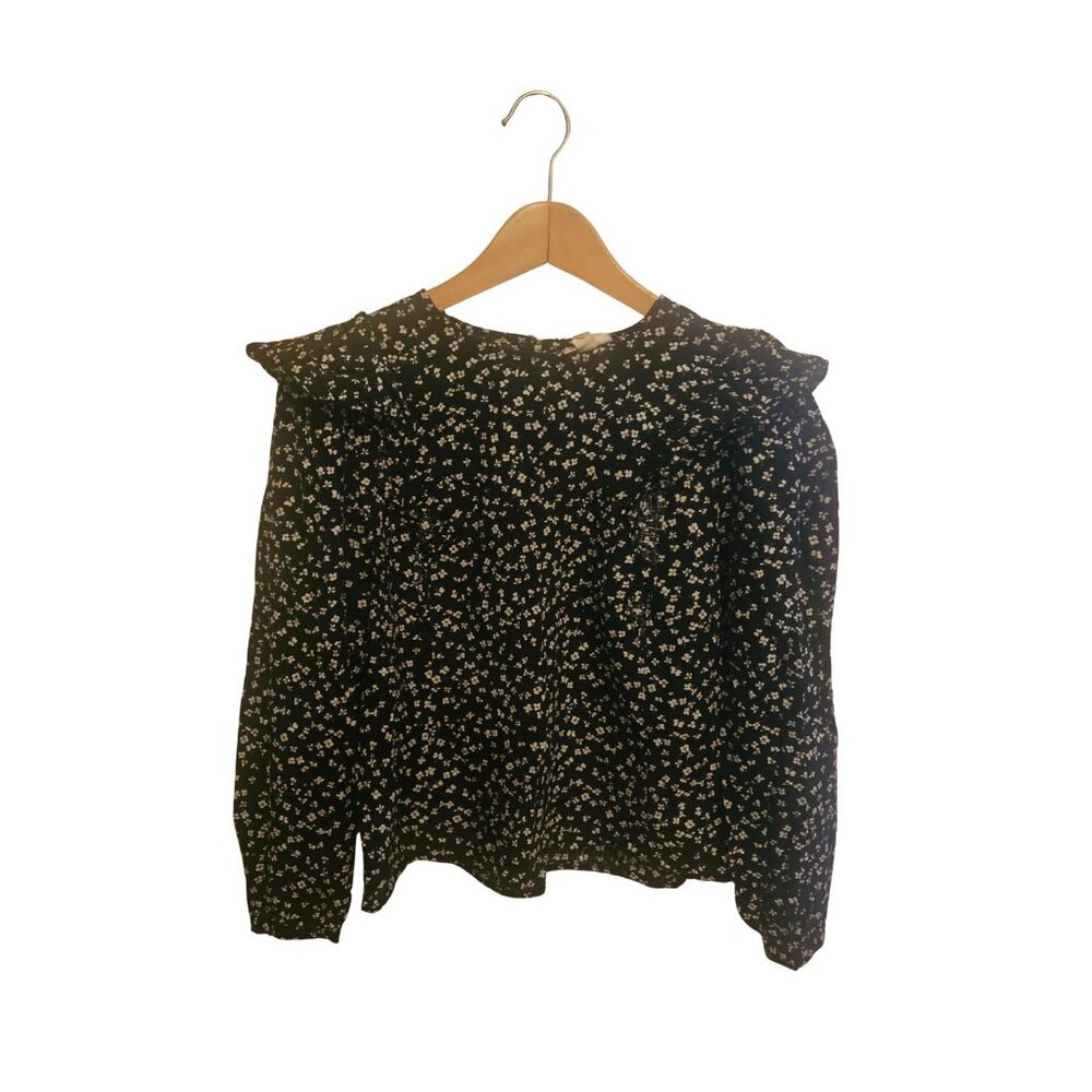 a.n.a black blouse with white flowers